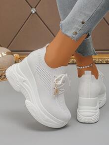 أحذية رياضية منصة مريحة كاجوال من القماش مع ربطة الدانتيل، مزينة بالفراشات، مناسبة للارتداء في الأماكن المفتوحة، لجميع الفصول