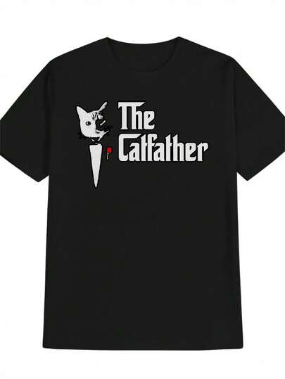 Camiseta inspirada en Don Vito de Catfather para hombres - Parodia de la película El Padrino con orejas y estampado de bandera italiana, camiseta de manga corta transpirable, lavable a máquina, regalo de verano para amantes y fanáticos del tema italiano