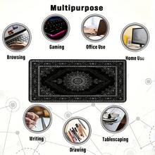 黑色波斯地毯图案鼠标垫/桌面垫 - 防滑橡胶底座，耐用涤纶表面，生动花卉图案，适用于游戏和办公，时尚桌面装饰礼品，桌面鼠标垫，办公用品，办公桌配件，鼠标垫 - 彩色 - 查看 7