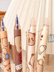 6 bolígrafos de gel borrables, aptos para oficina y estudio, bolígrafos de bola borrables de alta calidad y lindos con clic lateral, fáciles de borrar, excelentes para estudiantes