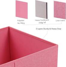 Linen Foldable Storage Bins With Lids, 2 Pack, Storage Boxes With Carrying Handles And Sturdy Heavy Cardboard, 16.5" L X 11.8" W X 7.5" H For Shoes, Books, Clothes, Nursery, Pink,23562495 - 玫紅色 - 查看 5