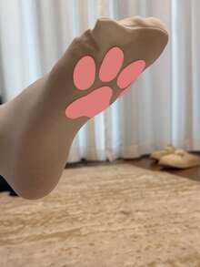 1/2 Par de Meias Soquete Sobre o Joelho com Estampa de Pata de Gato Rosa 2D, Disponível em Preto e Branco, Meias Estilo Japonês Fofo JK, Meias Altas Lolita, Adequadas para Looks Diários Adoráveis, Festas Casuais, Estilo Suave e Doce, Looks de Festa, Presentes Diários, Presentes de Aniversário