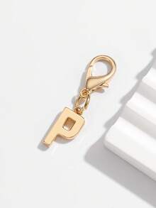 1pc Fashionable Minimalist 26 Small English Letter Shape Smooth Metal Keychain, Suitable For Women Car Key, Bag Decoration And Gift Christmas - Gold - View 23