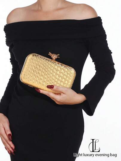 Bolso de embrague dorado con textura de patrón de piel de serpiente elegante para mujer, bolso de noche de diseño de patrón de piel de cocodrilo de alta gama con decoraciones de metal premium, correa para el hombro desmontable de cadena de metal, adecuado para bodas, fiestas, galas, novias, damas de honor, ceremonias, regalos navideños, vestimenta formal, bolsas de cosméticos