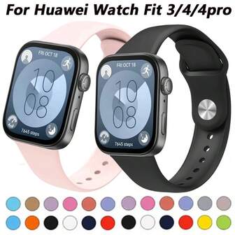 حزام سيليكون قابل للتعديل متوافق مع ساعة هواوي فيت 3 / 4 / 4 برو، عالي الجودة وقوي ومريح للرياضة واللياقة البدنية والجري والسباحة