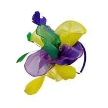 1件套精美头饰，茶会帽，饰有丝带、羽毛和发夹，适合女孩和女士，婚礼用品，发饰，迷你帽子，德比帽，礼物，晚宴 - 彩色 - 查看 11