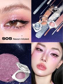 COLORKEY  Diamond Eyeshadow, Shimmery Eyeshadow Palette, High Pigment, Eyeshadow, Eye Brightening, Glitter, Pearl Shimmer, One-Step Easy To Blend Eyeshadow, High Gloss Effect, Non-Greasy, Non-Fading Glitter Eyeshadow, Cosmetic Brand Product, Suitable For Women And Girls, Ideal For Autumn/Winter Season, Can Create Latte Makeup, Y2K Makeup, 90s Makeup, Cool Girl Makeup, Lip Makeup Matching, Bridal Makeup, Valentine's Day Makeup, Etc. - S05 Neon Violet - 查看 3