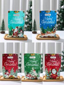 50pcs Christmas Gift Bags Handbags,Santa Claus Snowman Christmas Tree Design Plastic Bags,Holiday Party Favor Bags,Christmas Gift Decoration Bags, Merry Christmas Decorations,Christmas Party Supplies, Christmas Small Gift Bags,Shopping Small Goods Wrapping Bags,Christmas Gift Wrap Supplies,Perfect For Small Presents