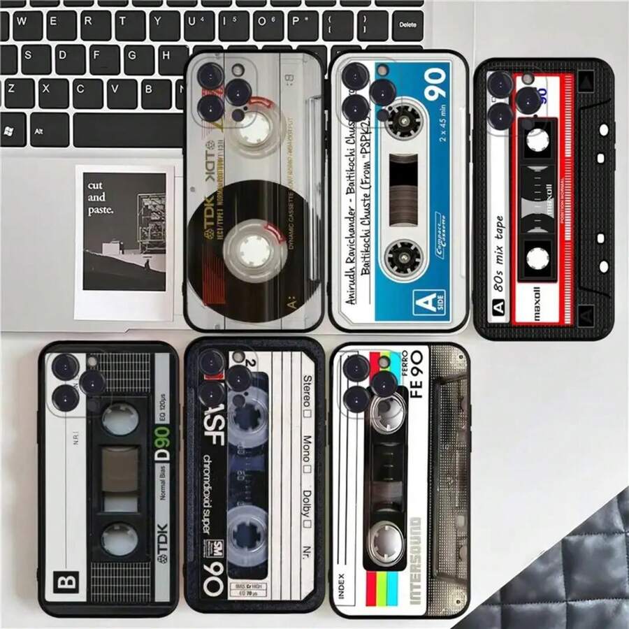 Funda de silicona suave con diseño de casete de radio magnético compatible con iPhone 17, 16, 15, 14, 13, 12, 11, Pro, Mini, XS MAX, Plus, X - Z7 - Ver 1
