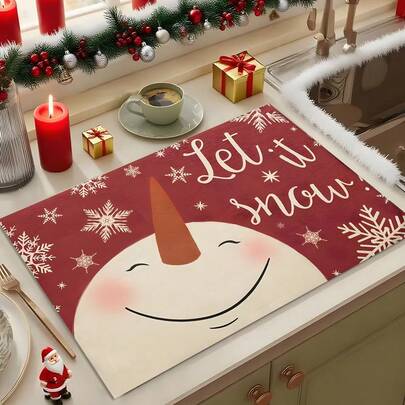 1pc Christmas Theme Trivet Mat, Christmas Pattern Absorbent Drying Mat, Kitchen Decor Coffee Machine Mat, Handmade Coffee Pot Draining Mat, Kitchen Floor Mat, Dining Table Mat, Kitchen Counter Dish Drying Mat, Breakfast Mat, Anti-Slip Heat-Resistant Draining Mat, Diatomite Draining Mat, Hides Stains, Super Absorbent Kitchen Mat, Easy To Clean Dish Rack Mat, Suitable For Kitchen, Dining Table, Cafe, Bar, Holidays, Parties, Home Decor, Holiday Gifts