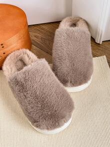 EVA, kontrastowe, niejednolite kolory, swobodne, eleganckie, modne, materiałowe, na Halloween, zimowe, grube, domowe, puszyste, brązowe, pluszowe kapcie dla mężczyzn