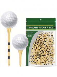 Paquete de 50 Piezas de Tees de Golf de 3 Tamaños de Madera de Bambú, Soporte talla grande Duradero y Estable para Bolas de Golf, Accesorios de Golf al por Mayor Personalizados, Envío Directo