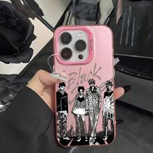 Funda de teléfono con diseño de anime Otsutsutsu para iPhone 16 15 14 13 12 11 Pro Max X XR XSMAX 8 7 Plus, con acabado mate antideslizante en la parte trasera - Negro transparente - Ver 1