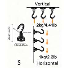 5个超强磁性挂钩，包包收纳挂钩，钕磁铁带挂钩，适用于悬挂物品、厨房配件、炊具收纳挂钩，适用于邮轮、露营、烧烤、厨房、冰箱、车库墙壁，可悬挂包包、衣架、钥匙、旅行必备品、返校用品、大学生必备品 - 彩色 - 查看 10