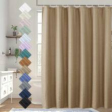 Aiyufeng - Cortina de ducha con relieve en color crema (182.88 x 243.84), tamaño (AECRMEM7296SC-L) - gris - Ver 15