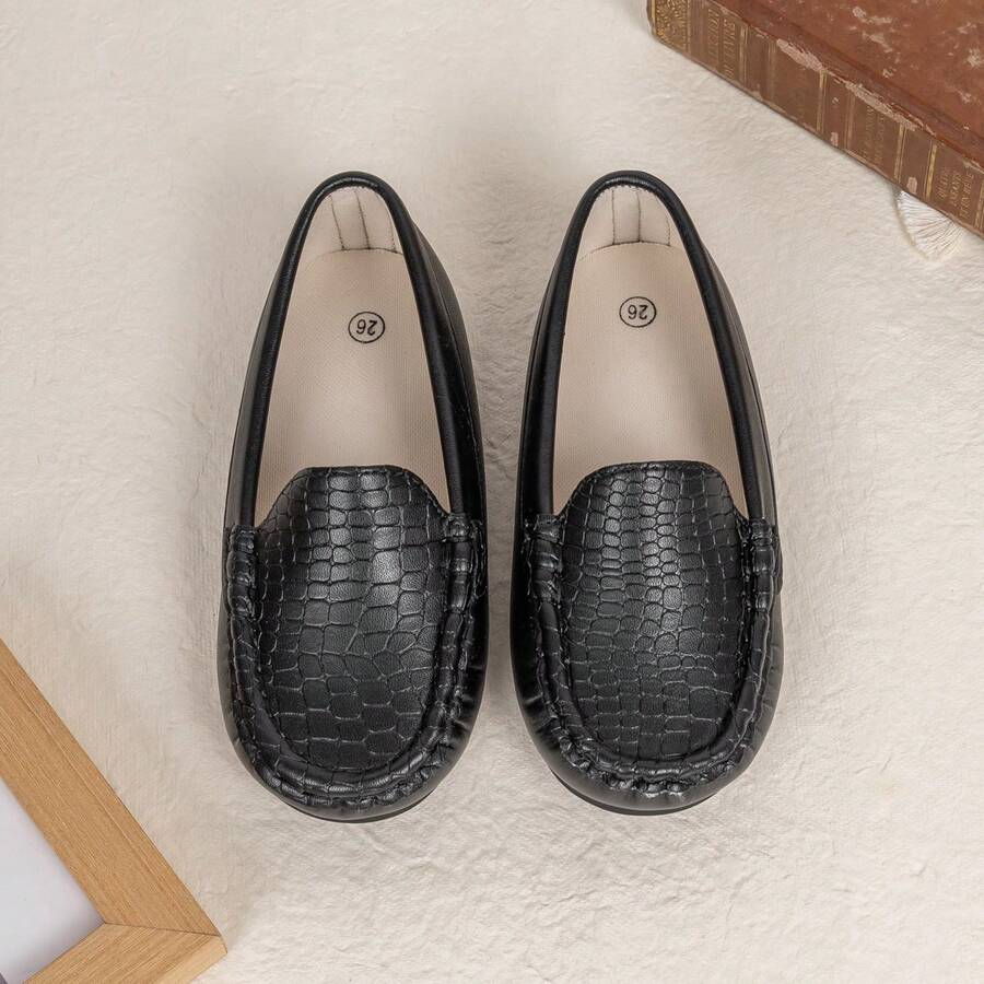 1 Pair Boys' Simple Fashion Flat Loafers - Brown - View 1