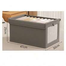 Large Capacity Storage Basket: A Sturdy And Durable Fabric Storage Box Suitable For Organizing Clothes. It Is Equipped With A Transparent Observation Window And Adopts A Foldable Design For Easy Storage. Available In Beige And Gray Colors, It Combines Clothing Organization, Storage, Foldable Storage, And Storage With An Observation Window, Making It A Great Helper For Your Clothing Storage Needs.