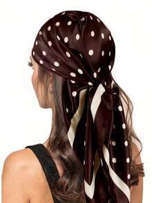 1pc Bohemian Style Polka Dot Printed Satin Scarf For Women, Elegant Headscarf/Shawl For Daily Casual Wear And Sun Protection For Dress