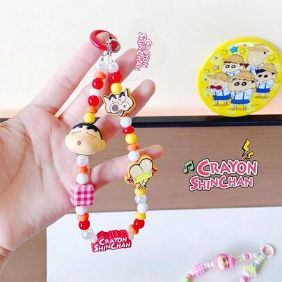 蜡笔小新套装：超人小新手链扣和串珠手机挂饰，DIY 可爱动漫配件，手机/包/相机防丢带，耐用，怀旧收藏品，情侣/粉丝的完美礼物，跨境热销