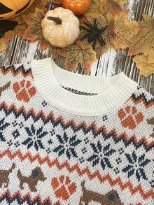 Mujeres de otoño Mujeres de invierno Moda vintage de otoño e invierno Elegante casual Tops de otoño e invierno para mujeres Naranja quemado Calabaza negra Patrones de Halloween de otoño e invierno Moda de otoño e invierno Diseños cómodos y casuales para el hogar y el transporte Cuello redondo Manga larga Suéter de punto Tops de punto Suéteres de punto para mujeres - Albaricoque - Ver 6