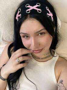 1pc Fashion Punk Headband, Gothic Style Soft Non-Slip Elastic Hollow Beach/Holiday Headband, Stretchy Yoga Sports Headband, Versatile For Daily Wear Fall Winter Hair Band Hair Accessories For Women For Vacation Outfits Woman Elegant Scarf Women Bandana Soft Headwrap - 十字絲帶 - 查看 6