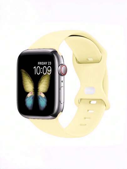 1 pieza Correa de reloj de silicona de unicolor con hebilla de mariposa, estilo casual y unisex, compatible con Apple Watch de 38mm, 40mm, 41mm, 45mm, 46mm, 44mm, 42mm, 49mm. Suave, cómoda, resistente al agua, banda de repuesto compatible con Apple Watch Series SE8/7/6/5/4/3/2/1