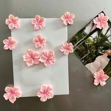 10pcs/20pcs/30pcs Pink & Purple Floral Shaped Pushpins, Cute Cartoon Resin Peach Blossom Decorative 3D Thumbtacks For Cork Board, Photo Decoration, Photo Wall, Map And School Supplies Decoration, Holiday Decor Materials - Multicolor - View 10
