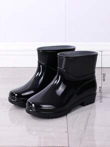 Women's Rain Boots, Solid Color Commuter PVC (Polyvinyl Chloride) Rain Shoes, Outdoor Garden Shoes, Non- Waterproof Boots, Waterproof Shoes, Khaki, Black, Women's Water Shoes, Kitchen Rubber Shoes