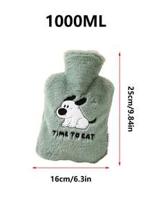 1pc绿色卡通热水袋充水加厚防爆暖水袋注水热敷学生暖胃暖床暖脚暖手宝 - 彩色 - 查看 13