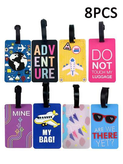 个性化时尚 PVC 软橡胶登机牌式行李牌，创意旅行包挂件识别标签圣诞礼物卡夹吊坠，适合旅行度假，带姓名 ID 卡，便携