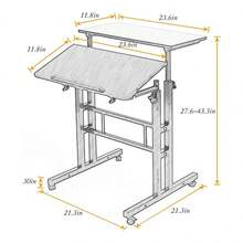 Rolling Standing Desk Height Adjustable, Mobile Stand Up Computer Desk, Sit-Stand Tiltable Top Desk Laptop Stand For Small Spaces - White - View 9