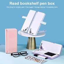 Soporte de Lectura Ajustable 2 en 1 Estuche Multifuncional para Lápices y Libros de Lectura Plegables para Suministros de Oficina para Estudiantes - Morado - Ver 6
