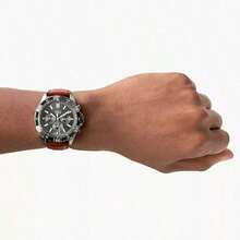 Fossil Men's Dress Watch, Garrett Brown Dial Chronograph Leather Strap Business Casual Watch Gift For Men FS5770,FS5867