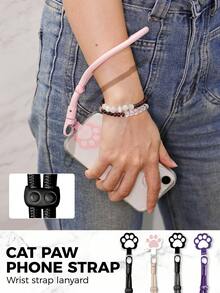 PAKRYS Cute Cat Claw Double-Buckle Phone Lanyard, Adjustable For Crossbody, Back, Or Neck. 7mm Polyester Cord, 360° Swivel Buckle. Durable And Portable, This Cute Phone Lanyard Features A Base Gasket And Is A Unisex, Drop-Resistant, Short Wrist Pendant. - Multicolor - View 1