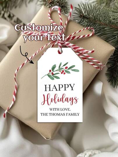 16/34pcs Customized 2025 Christmas Gift Paper Labels, Personalized Text Customization, Holiday Happiness Labels, Personalized Holiday Gift Labels, Christmas Gifts, Couple Gifts, Family Gifts