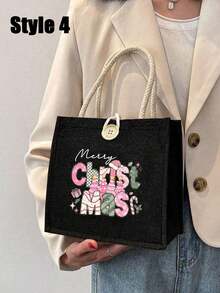Geantă tote cu model de Crăciun Fericit, geantă tote reutilizabilă pentru femei cu imprimeu, geantă de școală și cumpărături cu mâner dublu, geantă de umăr cu capacitate mare, geantă tote casual, geantă de depozitare de Crăciun, geantă de cumpărături decorată cu nasturi, mâner dublu, geantă tote, reutilizabilă, potrivită pentru nuntă, ziua de naștere, plajă, festival, cadou pentru prieteni și cele mai bune prietene, cadou pentru profesori, alegerea perfectă pentru vacanță și festival