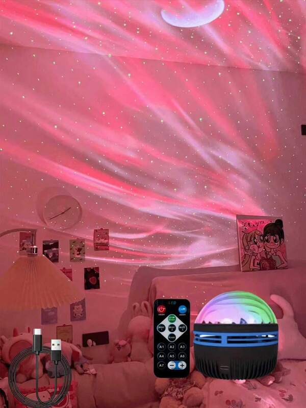 1pc USB Powered Northern Lights Projection Lamp With Remote Control - Multiple Lighting Effects, Black Shell. Very Suitable For Use In Bedrooms, Camping Trips, And Wedding Decorations. Easter Gift. The Ideal Holiday Birthday Gift. USB Light Compatible With Laptop, USB Interface Electronic Lamp, Computer Accessories, USB Gadgets.