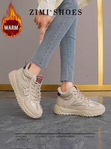 1 双高品质女士冬季多功能时尚休闲羊毛雪地靴，厚底户外运动休闲鞋，适合日常穿着 - 卡其色 - 查看 9