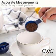 COOK WITH COLOR Measuring Cups Set And Measuring Spoon Set, Stainless Steel Handles, Nesting Kitchen Measuring Set, Liquid Measuring Cup Set, 12 PC Stainless Steel, Mint - Navy - View 7