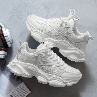 WANWEISI 男士渐变激光图案运动鞋 - 透气网眼和 EVA 鞋底，舒适低帮系带跑步鞋，多功能休闲，透气耐用，适合跑步、徒步旅行、户外和日常穿着、健身穿着 - 有银色、白色、黑色可选