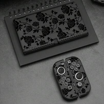 适用于 Switch2(2025)/Switch OLED/Switch NS 的黑色玫瑰图案保护壳（1 件装），也适用于 Switch Lite，防刮耐磨，是送给 Switch 玩家的最佳礼物