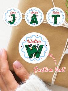 20/40/80pcs Customized Christmas Label Stickers, Custom Text,Available For 26-Letter Customization, Personalized Text Customization, Gift Label Stickers, And Customized Initial Christmas Gift Stickers,Christmas Gift ,Personalized Gifts - Multicolor - View 1