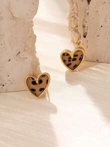 1 Pair Heart Shaped Stud Earrings For Women – Cute And Comfortable Daily Wear Jewelry, Perfect Gift For Valentine's Day, Mom, Mother's Day, And Special Occasions - 多色 4 - 查看 1