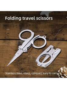 1pc Portable Foldable Scissors, Suitable For Home, Office, Travel, Outdoor Camping, Fishing, Mini Compact Folding Scissors - Silver - View 5