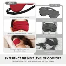 3PCS Silk Eye Sleeping, Soft Comfortable Sleep Masks With Adjustable Strap, Blocking Night Masks, Blackout Eyes Covers Aldult Women Men Travel Airplane, Blue+Black+Red - Blue+Black+Red + One Size - View 2