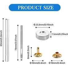 Sets Leather Rivets 8x10mm Double Cap Rivets Snaps Metal Studs Fasteners With 3pcs Setting Tools Leather Repair Decoration, Bronze - Gold Tone + 8x10mm - View 3