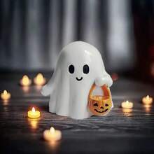 1 pièce Grande statue de seau de citrouille en résine - Décoration d'Halloween et de Noël fantaisiste, parfaite pour la terrasse extérieure ou le dessus de table, sans électricité nécessaire, cadeau idéal pour une ambiance festive, décorations d'Halloween