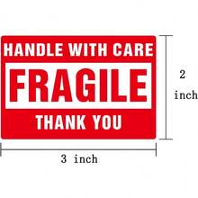 500张/卷易碎贴纸卷 - “小心轻放”“易碎”警告标签，红色和白色，感谢留言，非常适合运送易碎物品 - 彩色 - 查看 8