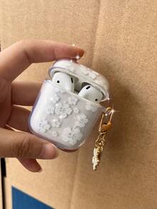 Shiny White Flower Designed Pro 3 Protective Case, Soft & Minimalist 3 Earphone Cover In Pink, Black, Blue