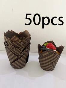 50 pièces Caissettes à muffins tulipes rayées élégantes, avec surface anti-adhésive et bords arrondis, variété de styles, couleurs et motifs, pour muffins, cupcakes, gâteaux à étages - Caissettes à cupcakes tulipes décoratives et fonctionnelles pour les desserts d'anniversaire, de mariage et de fête - Multicolore - Voir 11